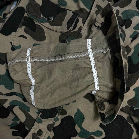 VTG Five Brothers Chamois Flannel Shirt Frogskin Duck Hunt Camo Custom Sleeves - Picture 5 of 11